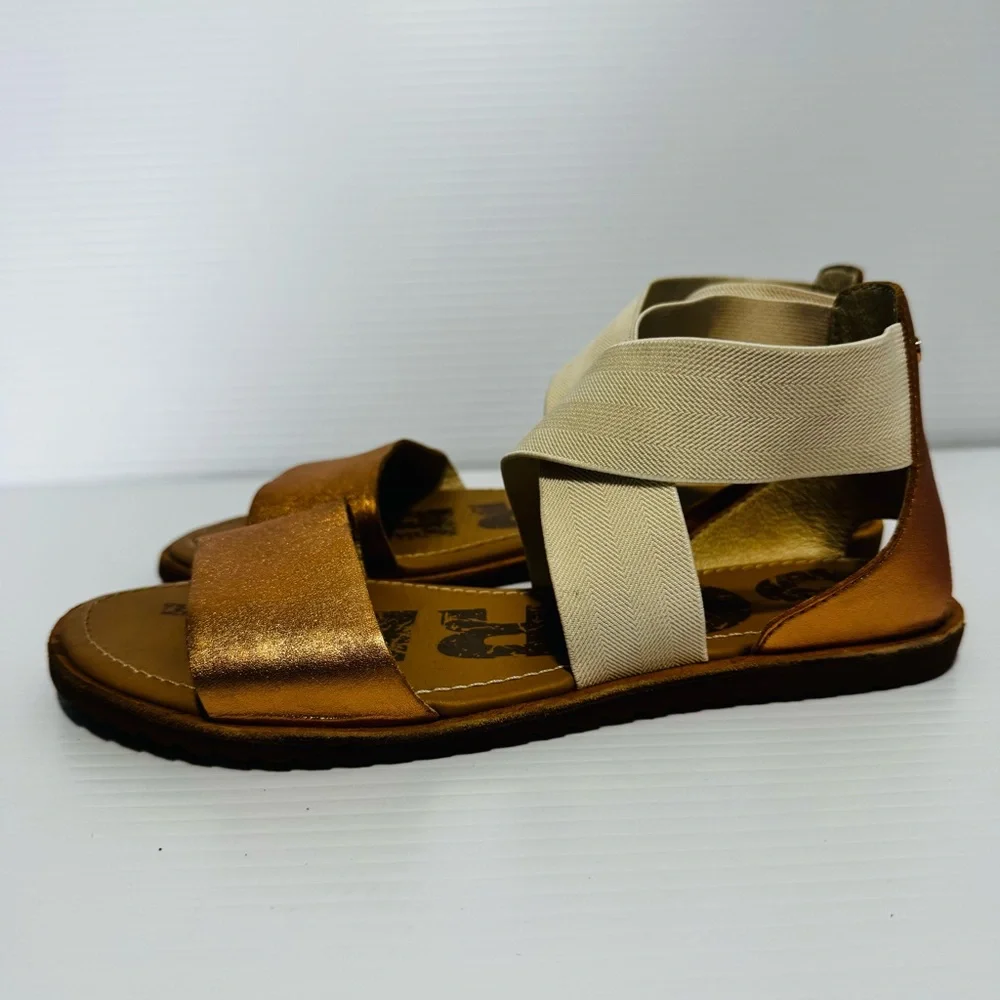 Sorel Ella Metallic Gold and Cream Sandals Size 7 - Picture 3 of 14